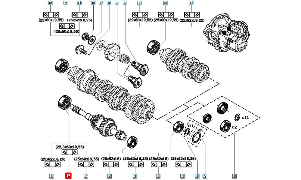 Espace Laguna Safrane Şanzıman Grup Bilyası Snr