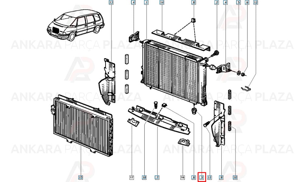 Radyatör Takozu Bağlantı Lastiği Alt Renault 9 Renault 11