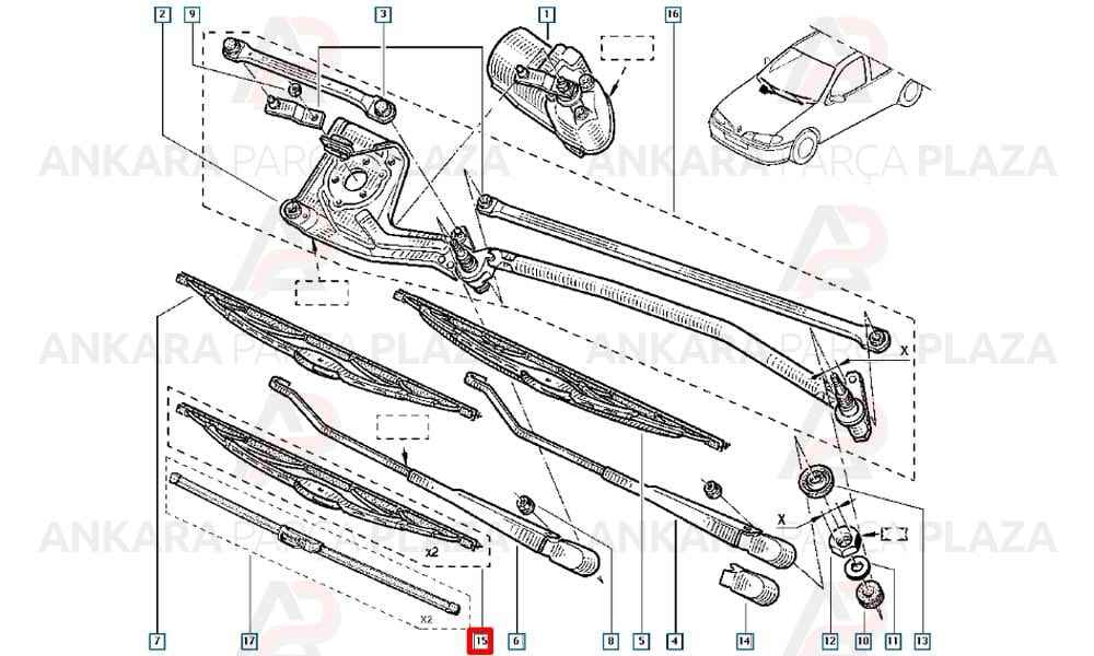 Silecek Süpürgesi Megane 1 550 + 500Mm Takım Ön