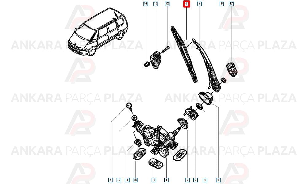 Kangoo Arka Silecek Kolu + Silecek Süpürgesi + Kapak Plastech