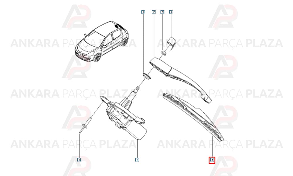 Silecek Süpürgesi Arka 350Mm Renault Megane 2 Swf Tipi