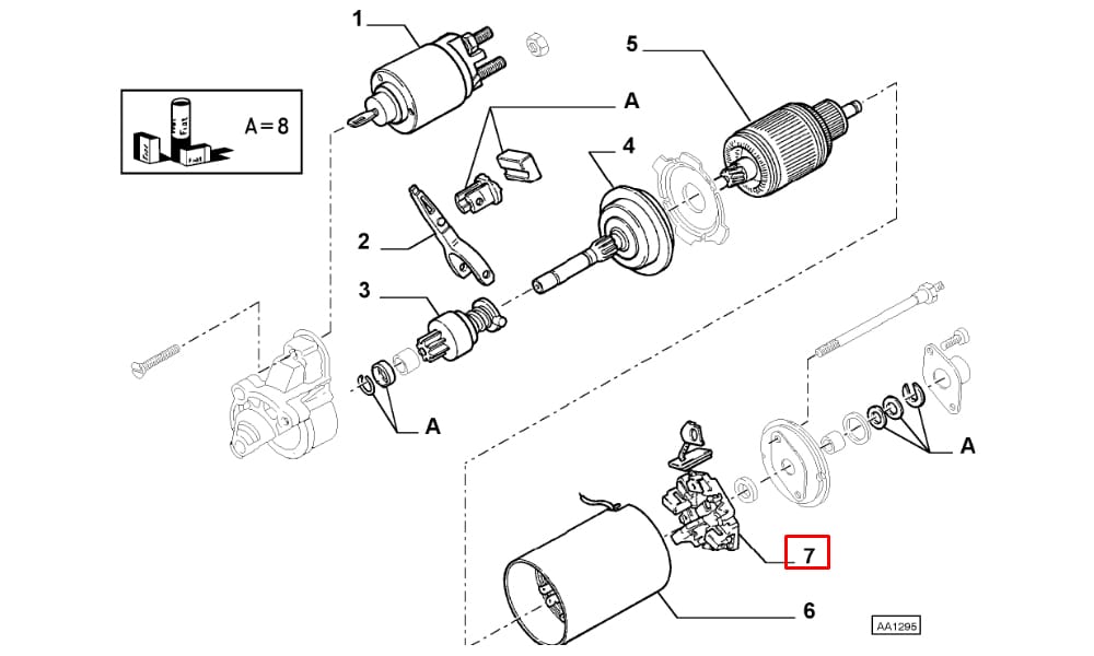 Marş Kömür Yuvası Yatağı 12V Psx 166/167 Albea, Palio, Doblo, Linea 1.3 D6G35