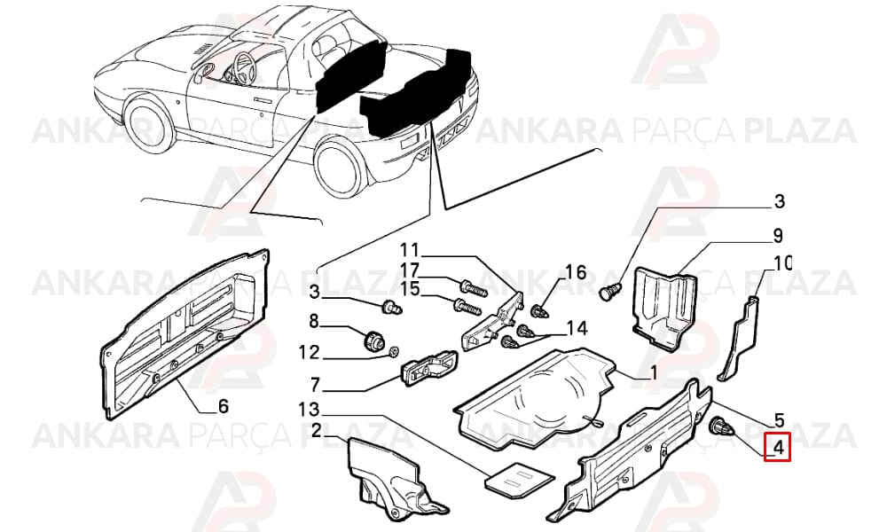 Kapı Döşeme Klipsi Erkek Fiat Doblo / Palio / Albea / Sinea