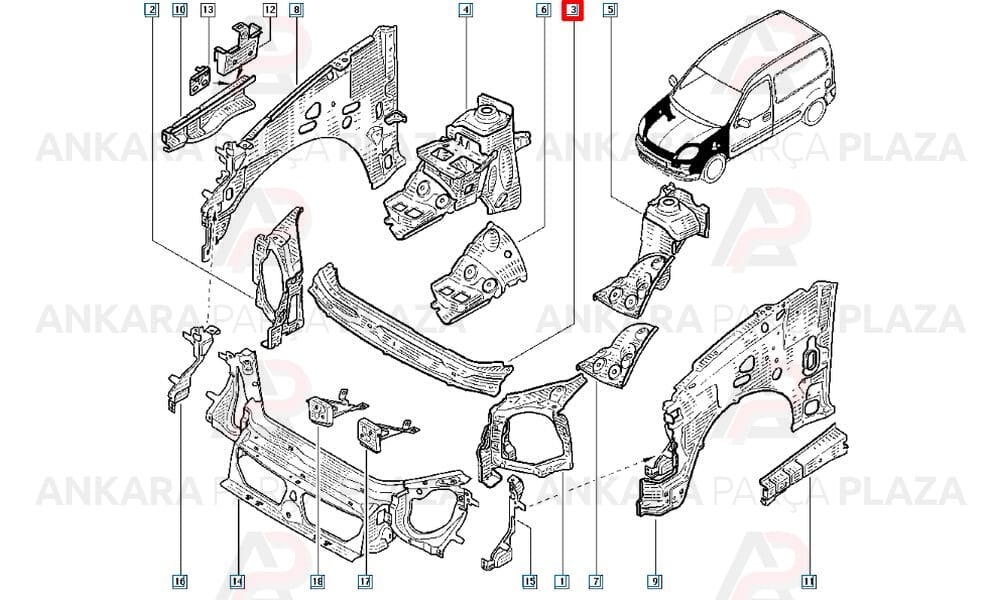 Kangoo 98 - 03 Ön Panel Üst Parça 7750301859