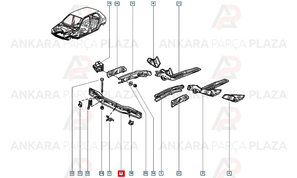 Clio Tampon Bağlantı Demiri Ön Alt 1991 - 1998 Meydan