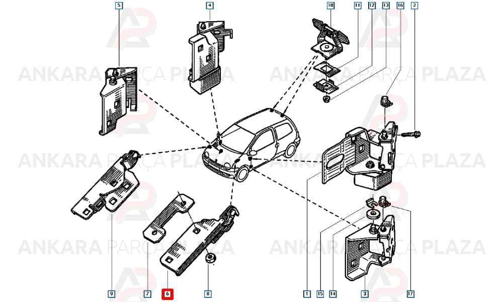 Kaput Menteşesi Sol Twingo 7750820559