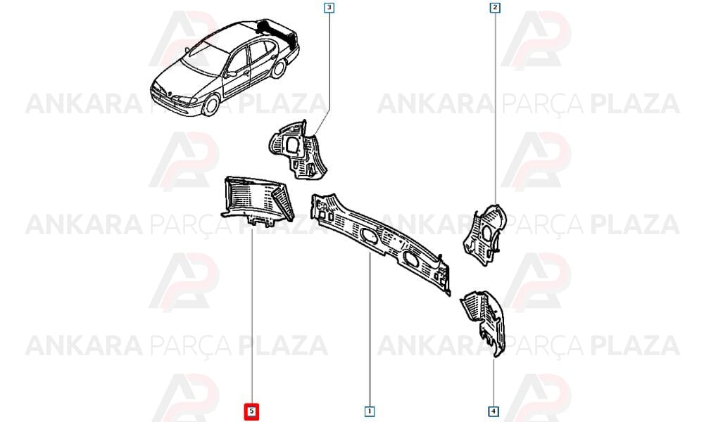 Megane 1 Stop Lambası Alt Sacı Sağ Orijinal 7750834219