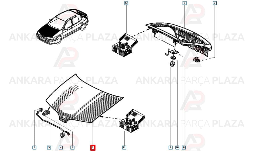 Megane 98 - 99 Motor Kaputu 7751467872