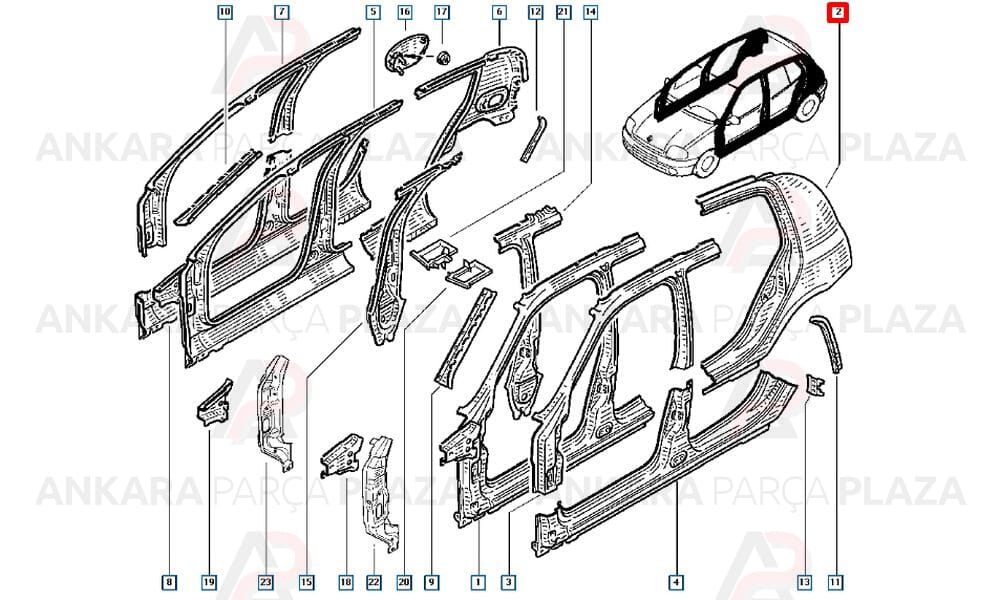 Clio Arka Çamurluk Sol 1999 - 2008 Arası Hatchback Meydan
