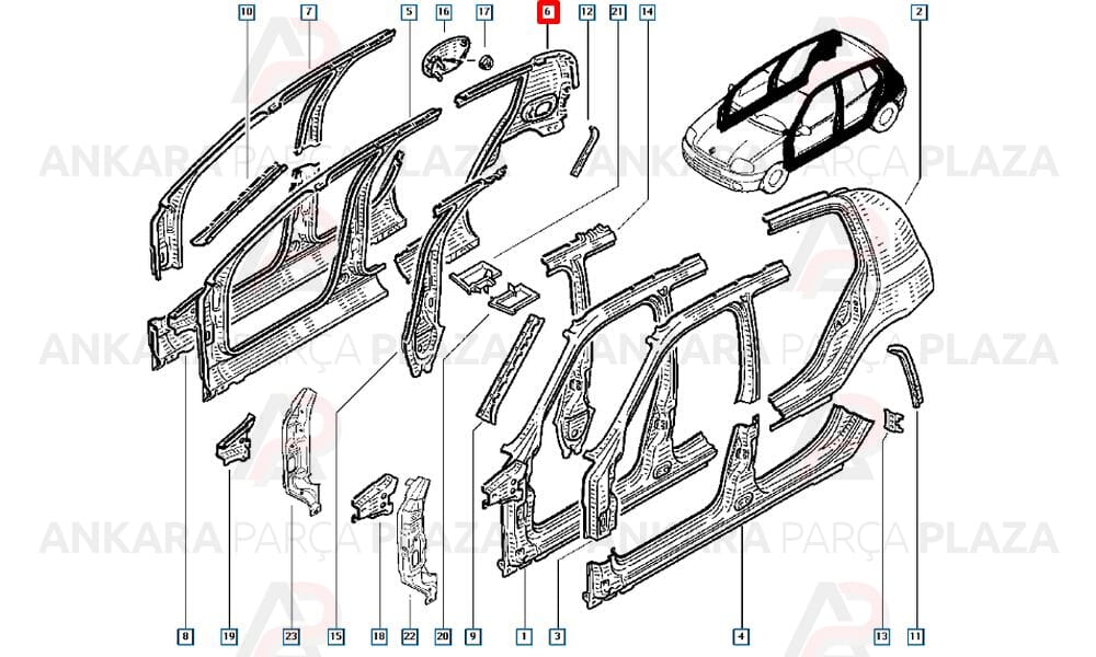 Clio Arka Çamurluk Sağ 1999 - 2008 Arası Hatchback Meydan
