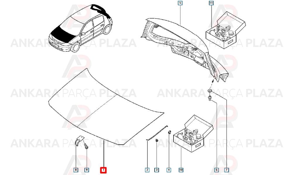 Megane 2 03 - 09 Motor Kaputu Çekomastikli 7751473704