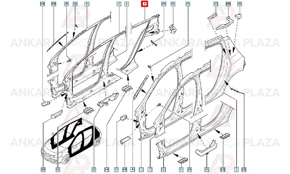 Clio Arka Çamurluk Sağ 2009 - 2012 Arası Hatchback Meydan