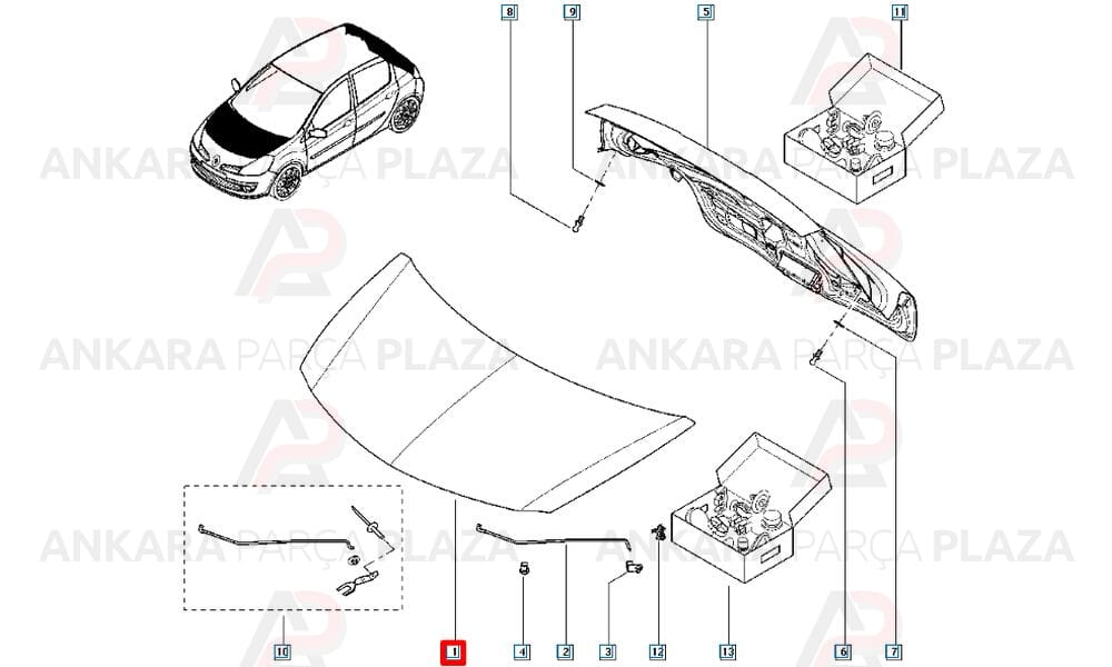 Clio Hb 09 - 12 Motor Kaputu Çelik 7751479109