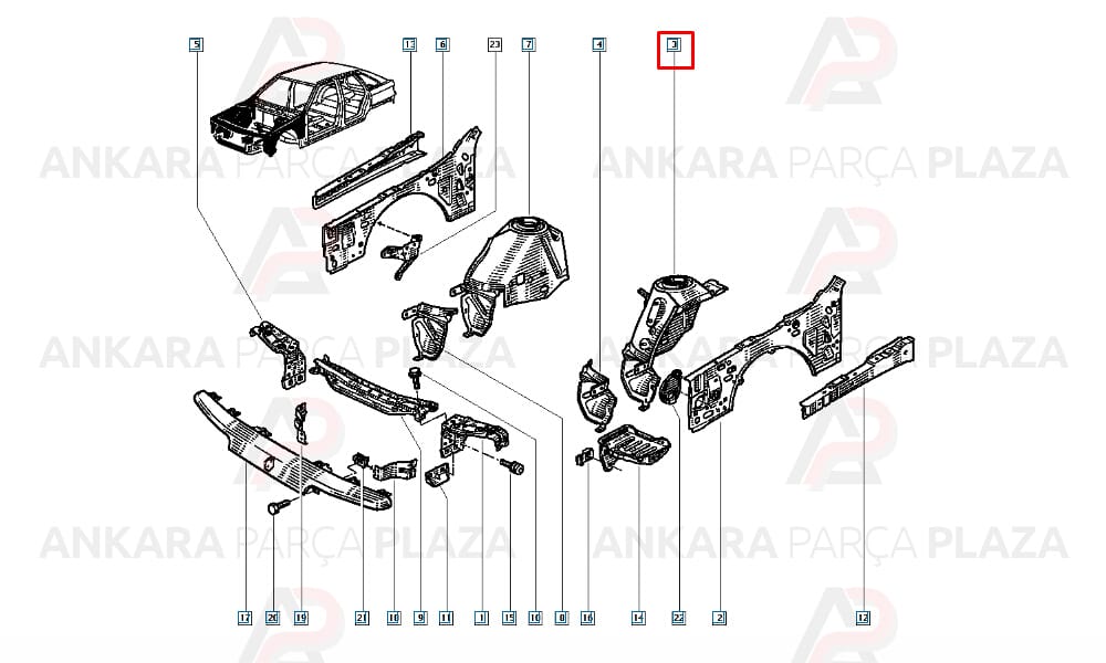 Renault 21 Sol Ön Çamurluk İç Sacı 7751638747