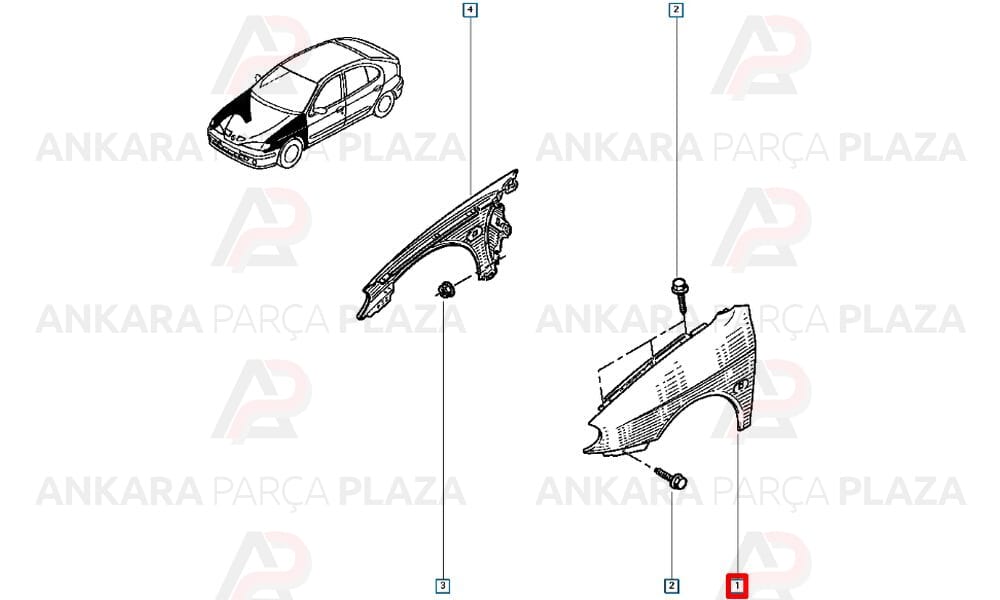 Megane Ön Çamurluk Sol 2000 - 2003 Arası Meydan