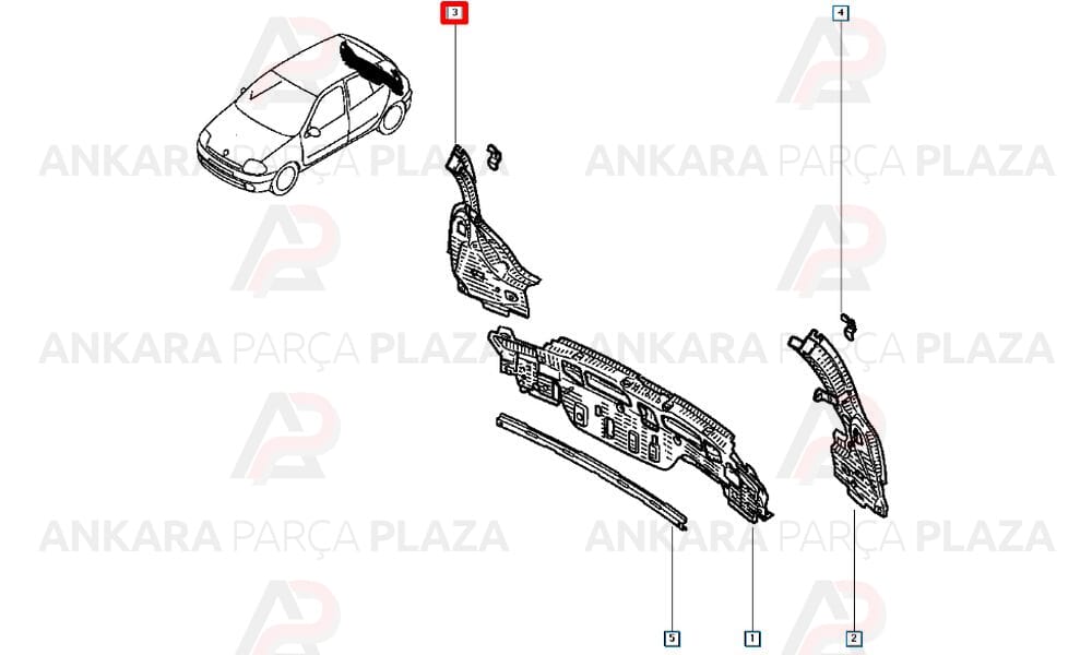 Clio Stop Lambası Yuva Sacı Sağ 2002 - 2006 Meydan