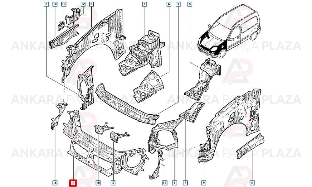 Kangoo Classic 03 - 12 Ön Panel Komple 7751718630