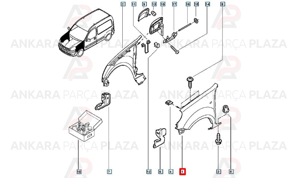 Kangoo 2 Ön Çamurluk Sol 2003 - 2009 Arası Meydan
