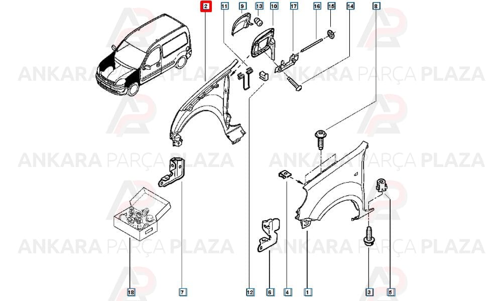 Kangoo 2 Ön Çamurluk Sağ 2003 - 2009 Arası Meydan
