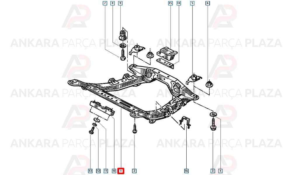 R19 Europa 92 - 96 Motor Beşiği Komple Beşik 7752256316