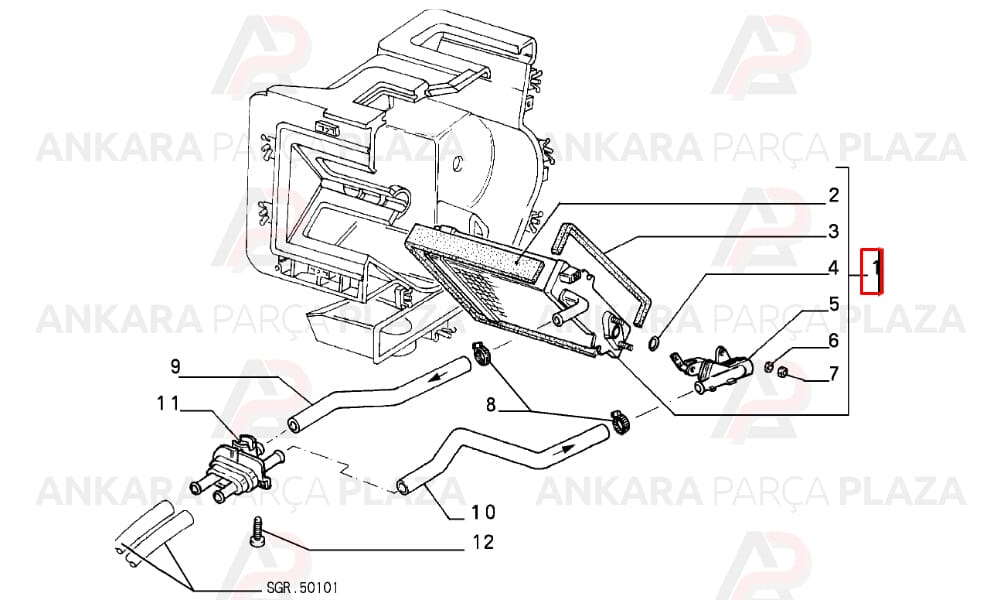 Kalorifer Radyatörü Alüminyum Musluksuz Fiat Tempra 1.6 S - Sx - Sxa