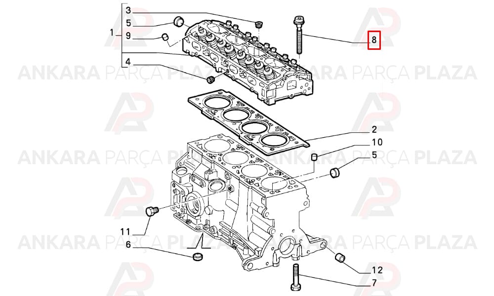 Silindir Kapak Saplaması Palio Bravo Marea Doblo 1.6 16V Tork Motor 10 Adet
