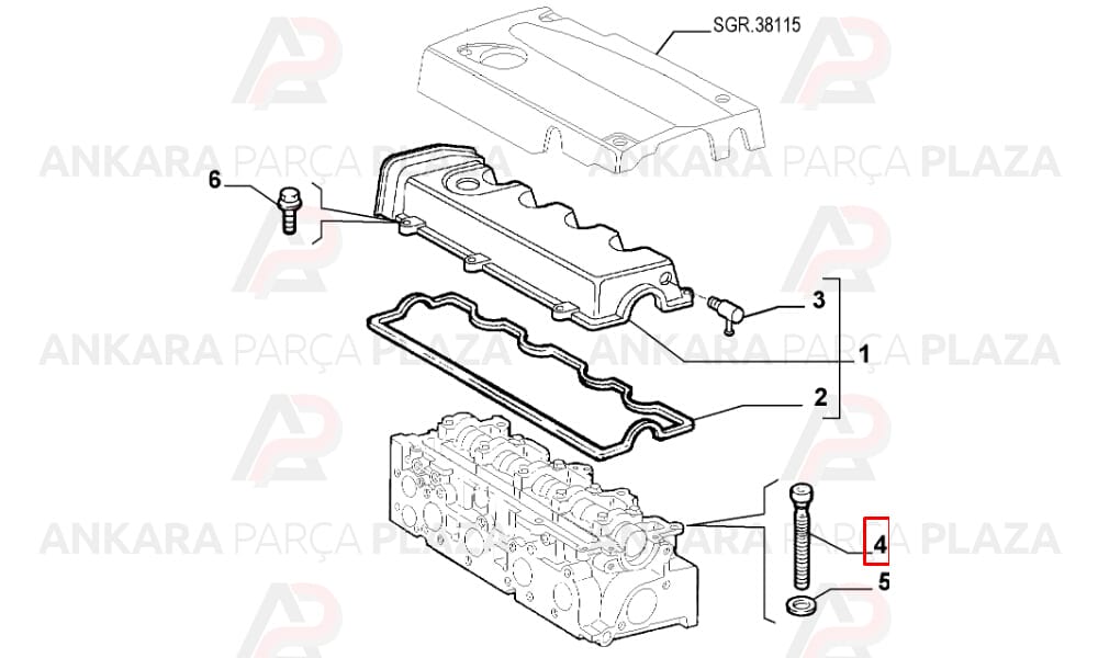 Silindir Kapak Saplaması 10 Adet Doblo Marea 1.9D / 1.9Jtd