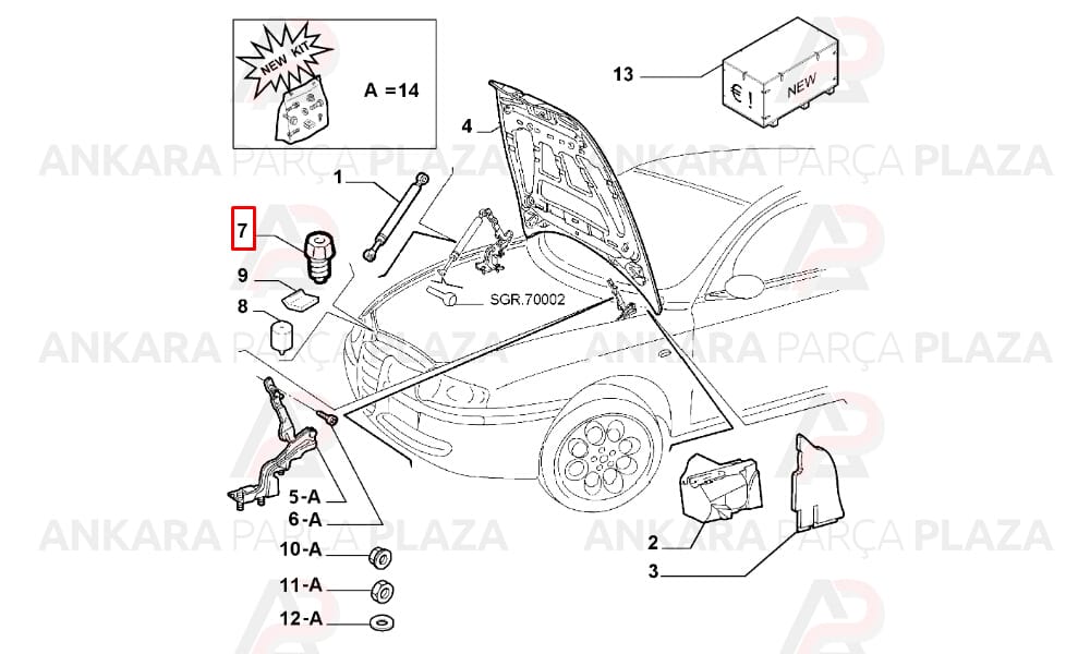 Motor Kaput Ayar Lastiği Vidalı Lastik Doblo Palio
