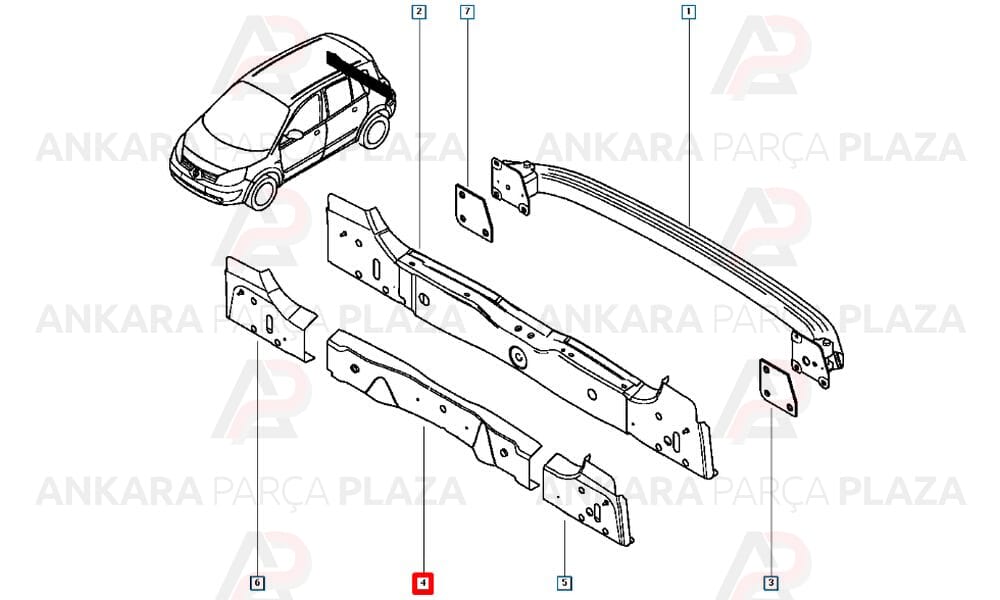 Megane 2 Tampon Bağlantı Demiri Arka Orta Orijinal 7782022078