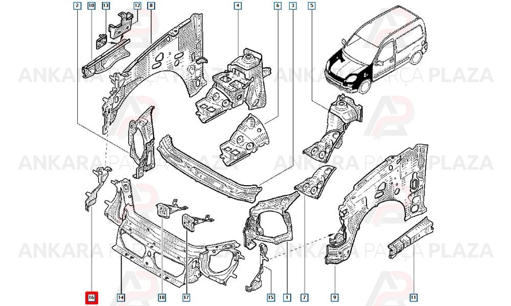 Ön Panel Bağlantı Parçası Sağ Kango 2 7782164230