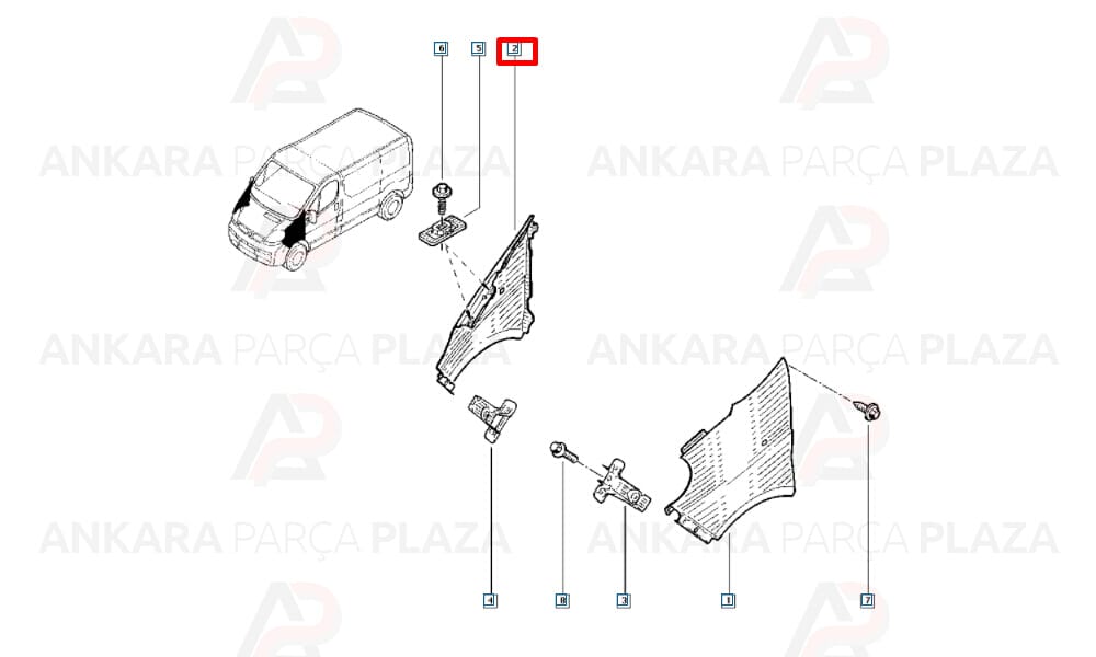 Trafic 04 - 14 Ön Çamurluk Delikli Sağ