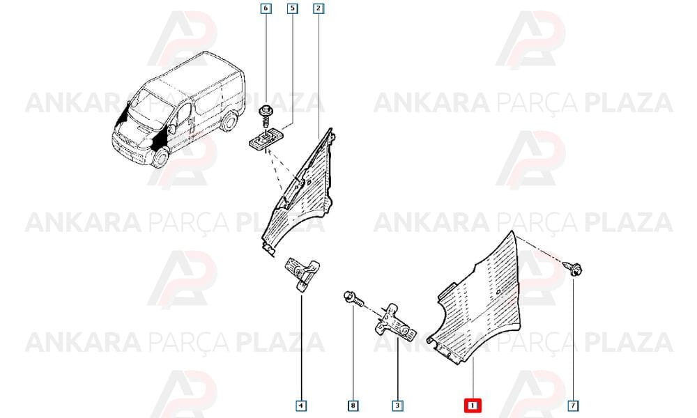 Trafic Ön Çamurluk Sol 2005 - 2014 Arası Meydan