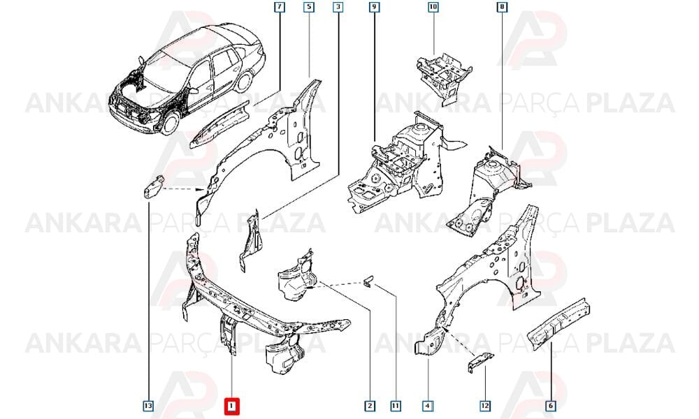 Clio Symbol Sedan 09 - 12 Ön Panel Komple Gri Boyalı 7782789851