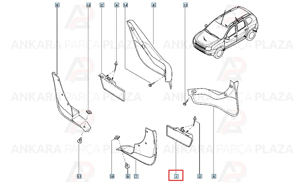 Duster 14 17 Arka Marşbiyel Plastiği Tozluk Kapağı Sağ Meydan