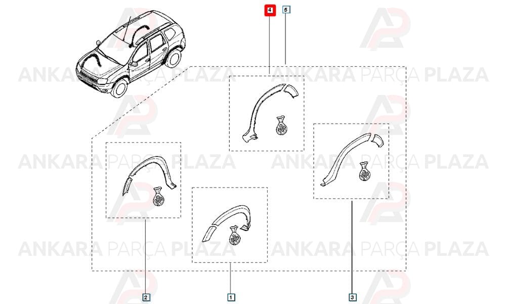Duster 10 -17 Arka Çamurluk Ağzı Plastiği Sağ Dodik Meydan
