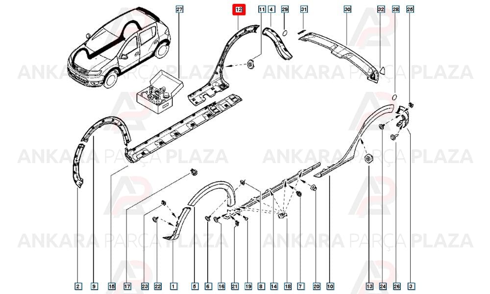 Sandero 13 - 20 Arka Çamurluk Ağzı Plastiği Sağ Meydan