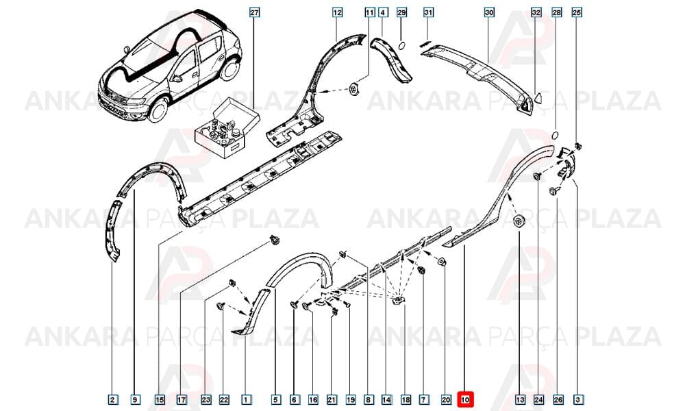 Sandero 13 - 20 Arka Çamurluk Ağzı Plastiği Sol Meydan
