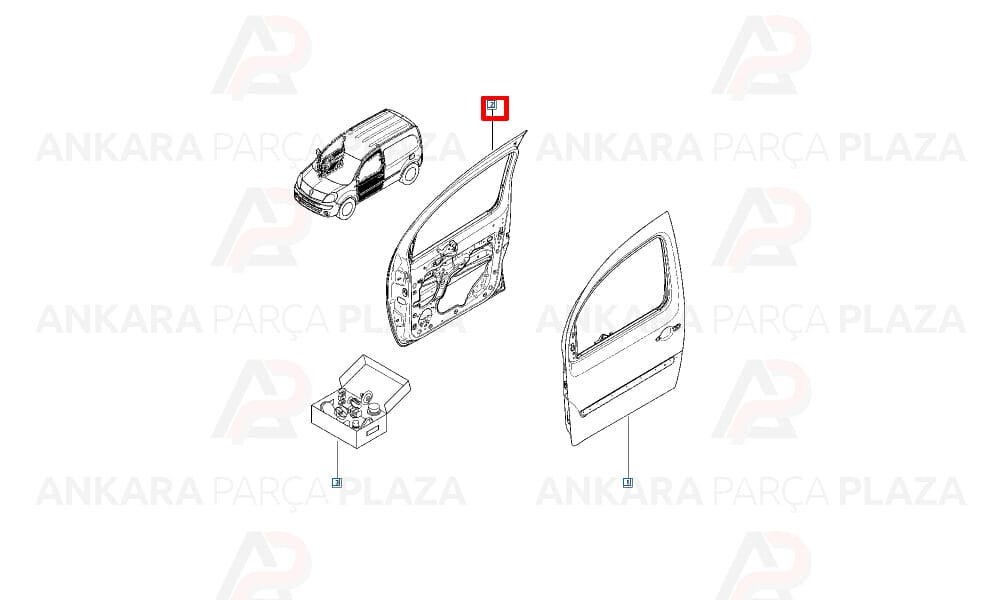 Kangoo 08 - 13 Ön Kapı Komple Sağ 801004234R