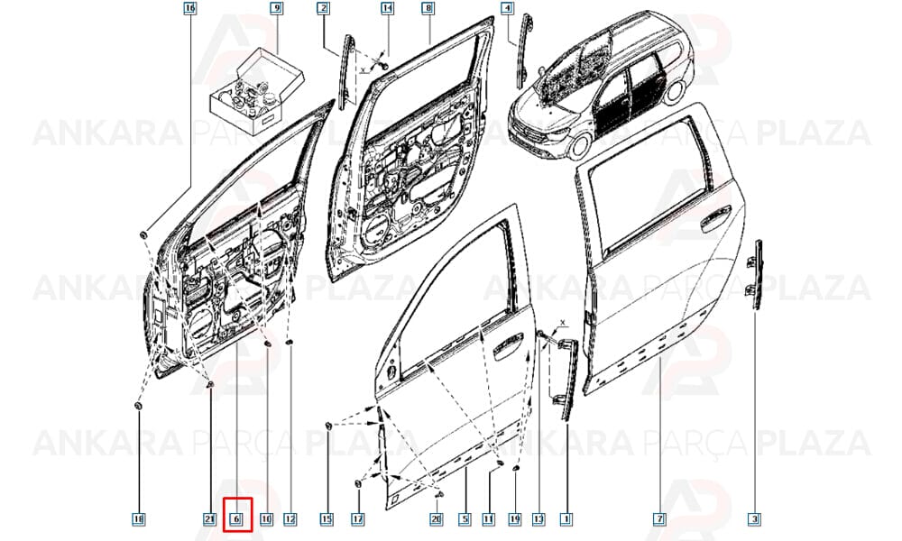 Lodgy 12 - 20 Ön Kapı Komple Sağ 801009178R