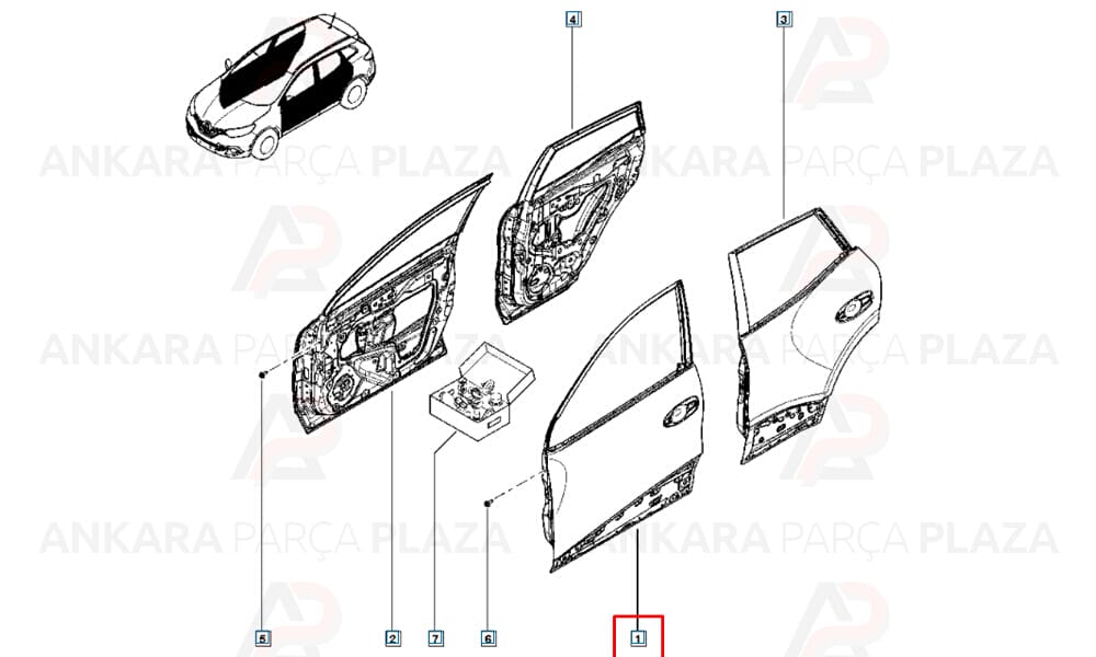 Renault Kadjar 2015 - 2021 Ön Kapı Sol 801014487R