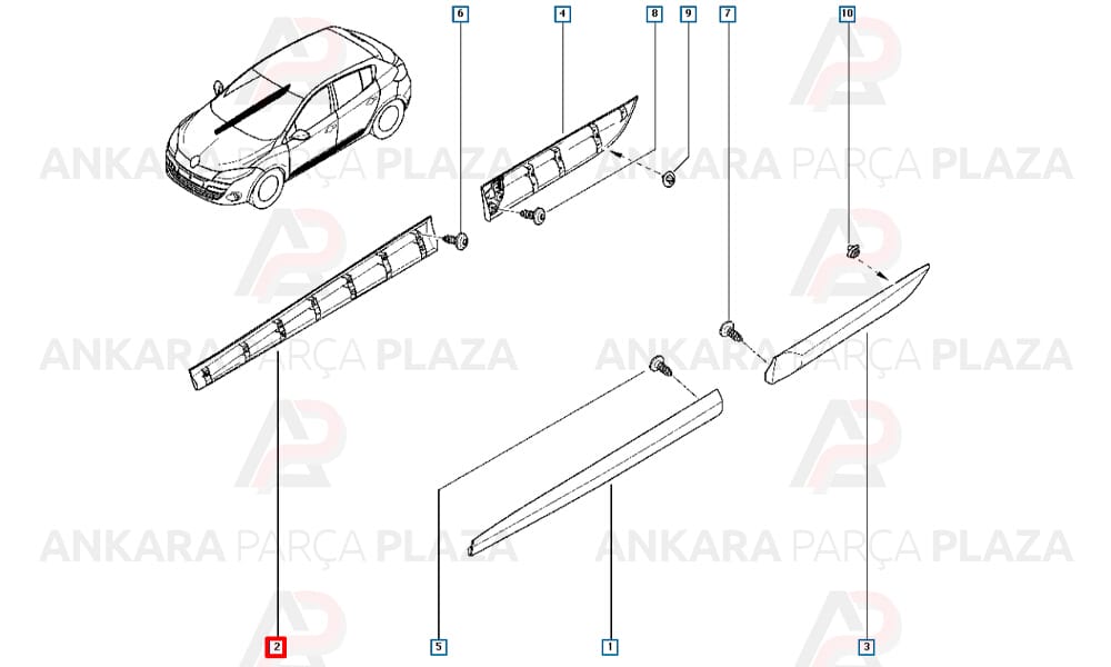 Megane 3 Hb 10 - 13 Ön Kapı Bandı Sağ Klipsli 801860005R