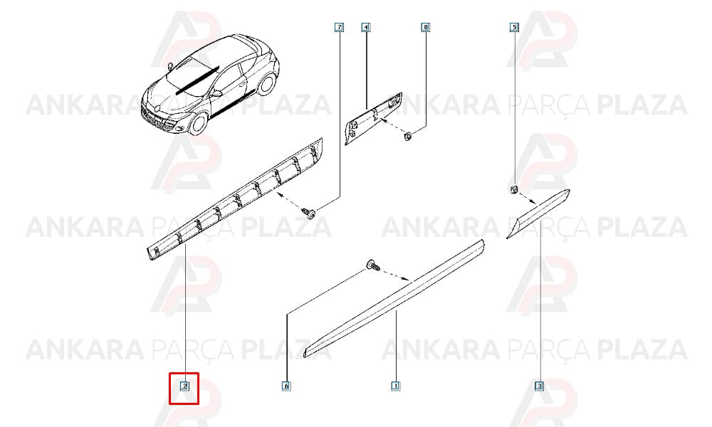 Sağ Ön Kapı Bandı Megane 3 Coupe 801860007R