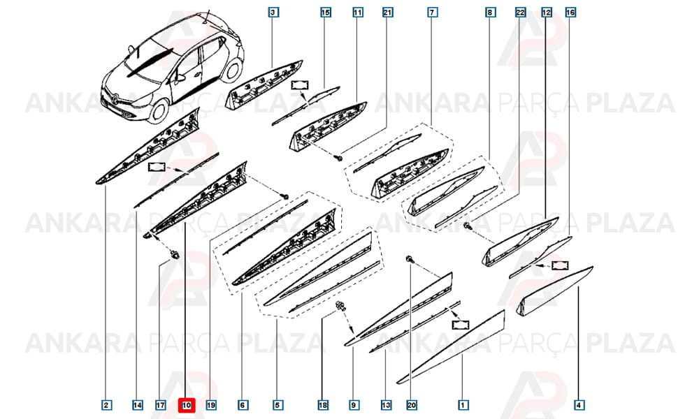 Clio 16 - 20 Ön Kapı Bandı Sağ Nikelaj Takılan Tip 801861012R
