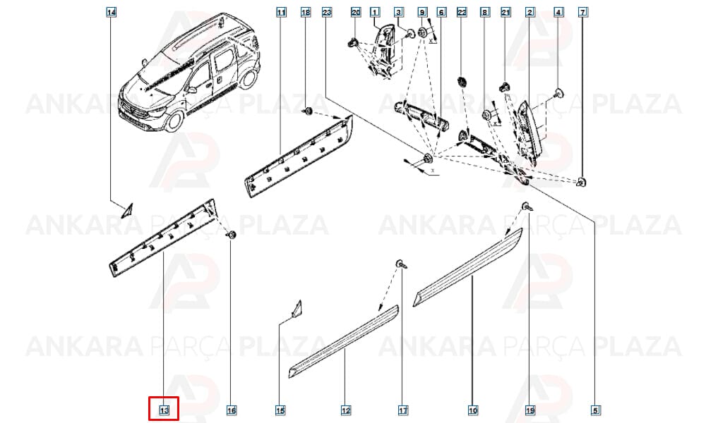 Dokker 13 - 20 Ön Kapı Bandı Sağ 801861710R