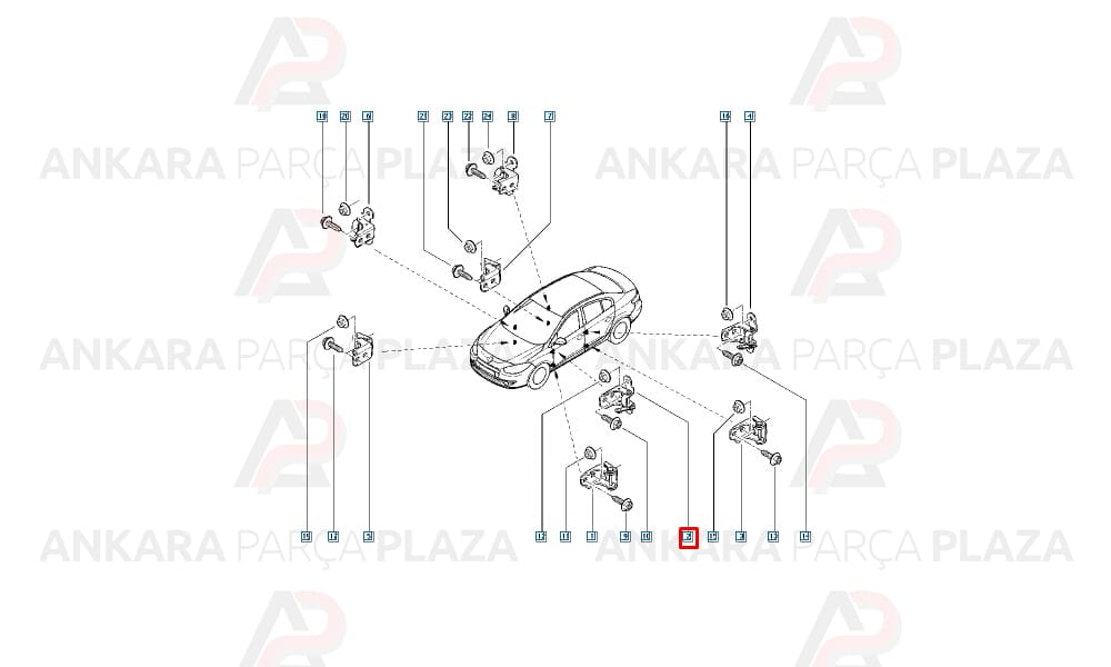 Kapı Menteşe Sol Üst Ön Arka Fluence Megane 3 804010019R 804014178R