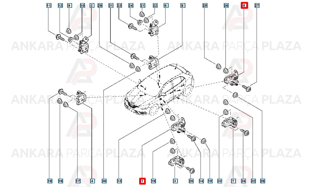 Ön Sol Kapi Menteşesi Megane 4 804018161R