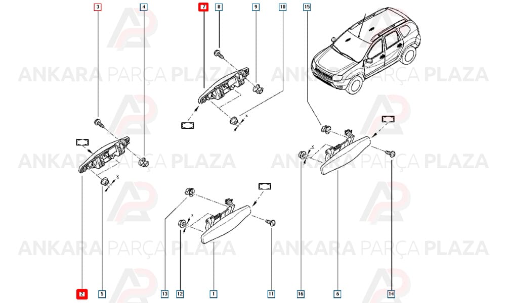Duster Kapi Açma Kolu Sağ Orijinal 806067380R
