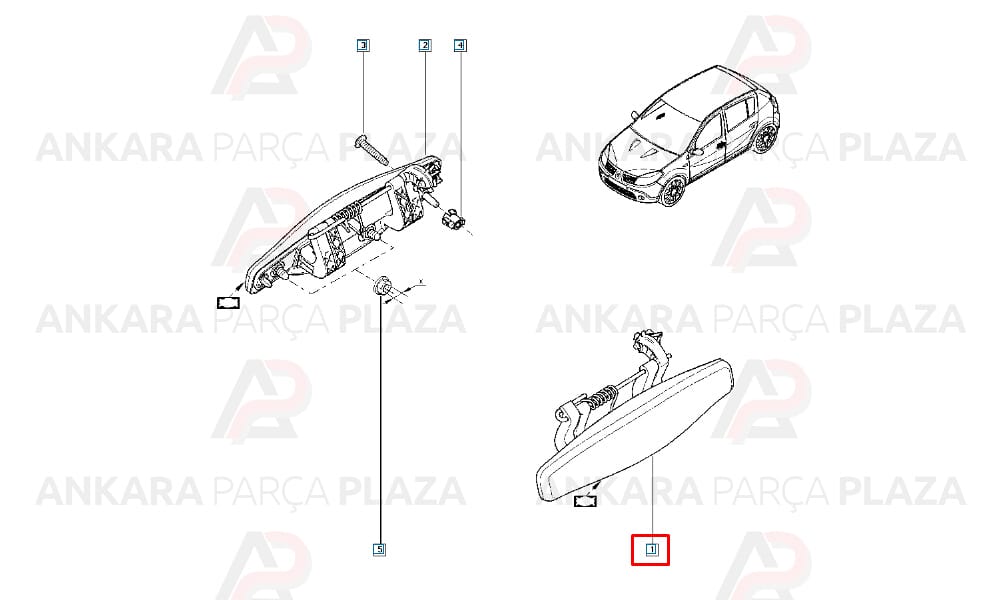 Kapı Kolu Dış Ön Arka Sol Renault Clio Symbol, Dacia Daster