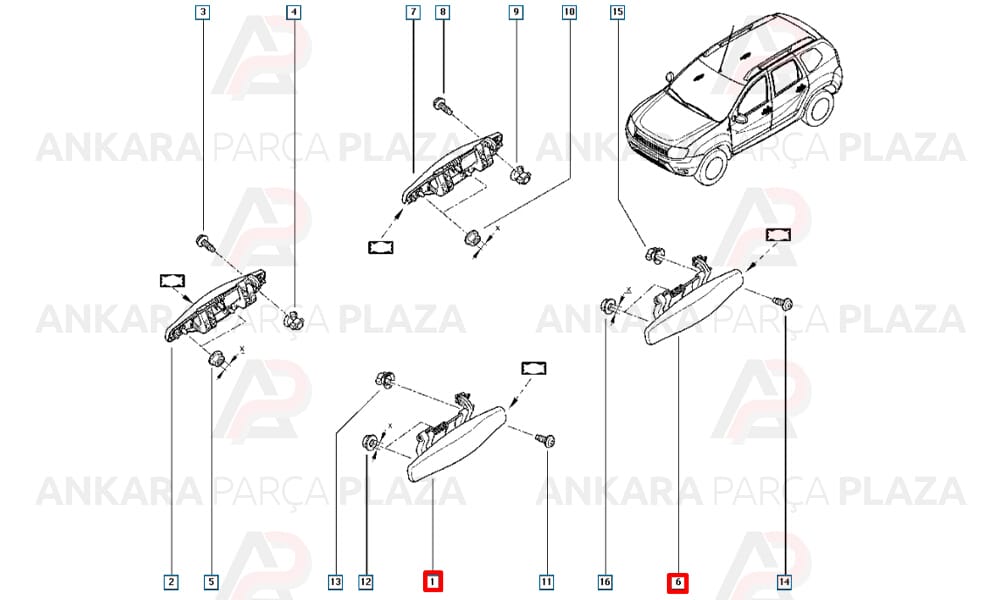 Diş Açma Kapi Kolu Sol Dacia Duster Sandero