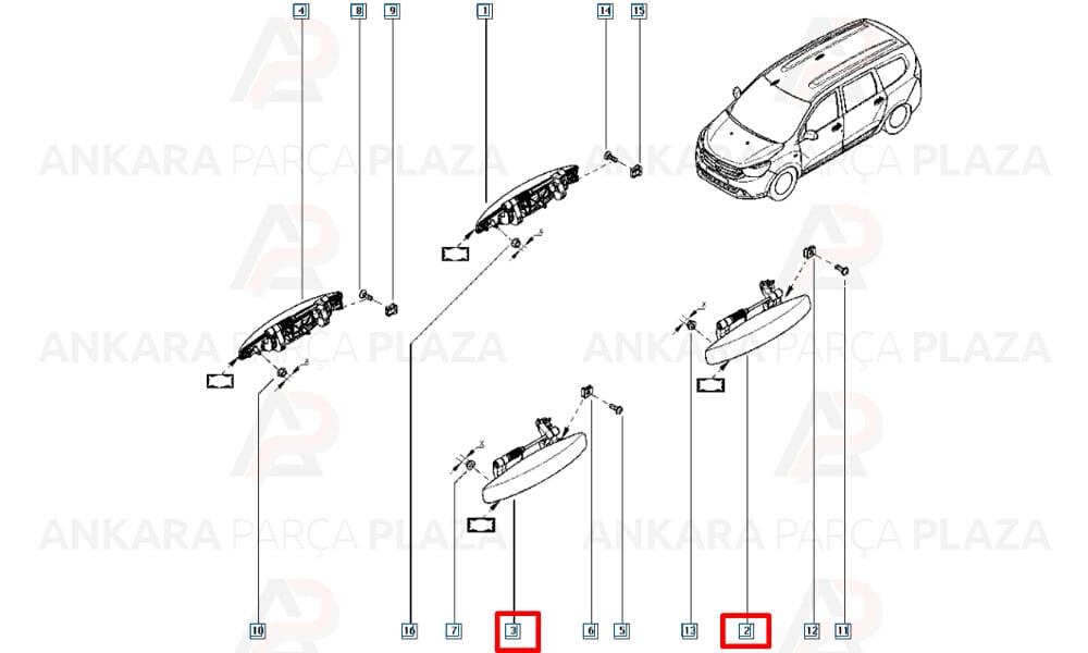 Dokker 13 - 20 Ön Kapı Dış Açma Kolu Sol 806079580R
